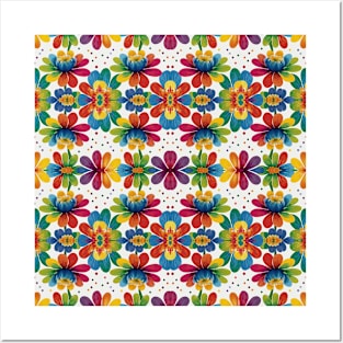 Colorful Rainbow Floral Pattern Bloom Posters and Art